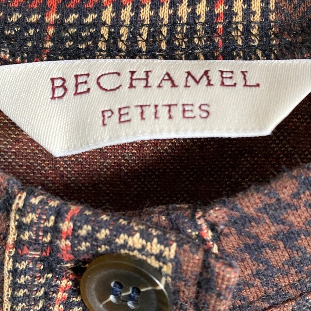 Bechamel Petites Women's Brown Long Sleeve Patchwork Button Up Shirt Size PM - Picture 2 of 10